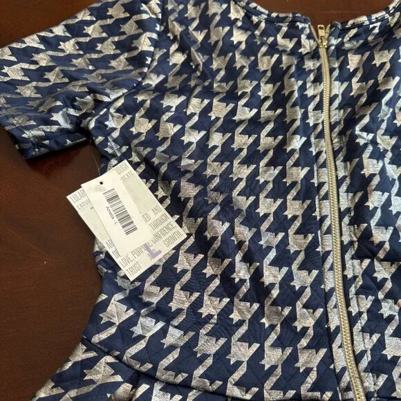 LuLaRoe Amelia Dress Elegant Collection Navy Silver NEW with tags size L LuLaRoe Amelia Dress Elegant Collection Navy Silver NEW with tags size L